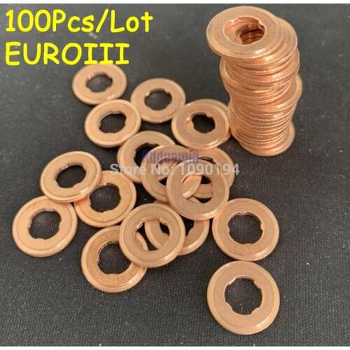 100pcs 7x15mm EURO-III common rail injector nozzle copper pad gasket for diesel injector sealing, diesel pump repair tool parts