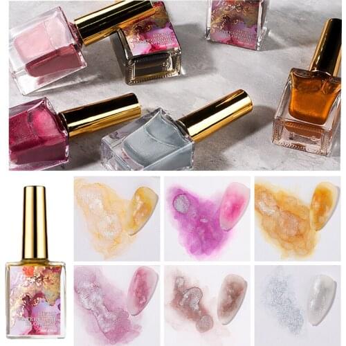 15ml Watercolor Ink Nail Polish Metallic Blooming Effect Nail Art Halo Design Quick Dry Marble Smudge Nail Polish Manicure Tools