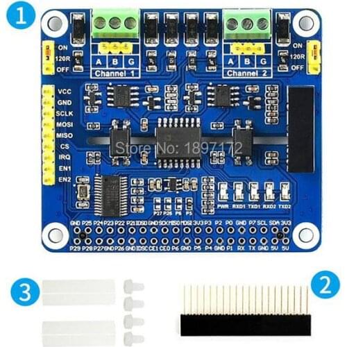 Raspberry Pi 2-channel isolated rs485 expansion hat for Raspberry Pi 3B 4B Zero W