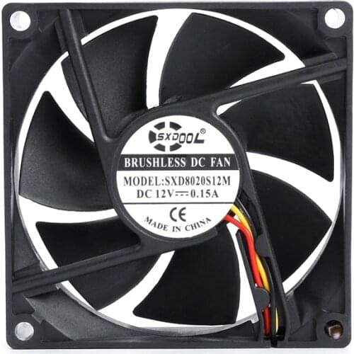 2pcs 8020 12V cooling fan 8cm 80mm DC Cooler Sleeve Bearing Fan 80X80X20mm 3Pin For Computer Cases And CPU Coolers