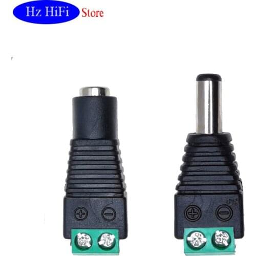 2PCS HOT NEW Female Male DC connector 2.1*5.5mm Power Jack Adapter Plug Cable Connector For 3528 5050 5730 LED Strip light