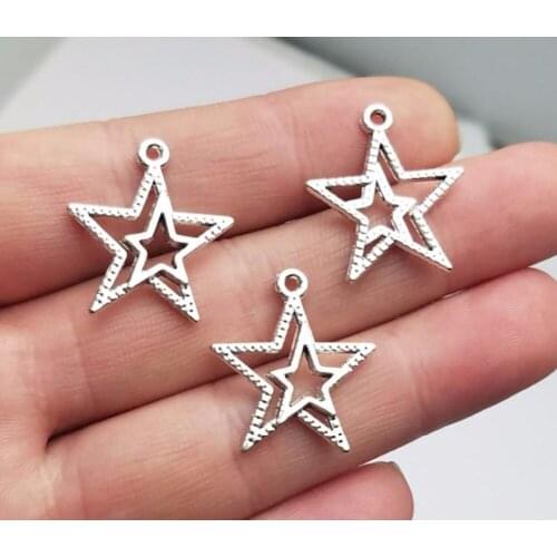 30pcs/lot--23x20mm, star charms, Antique silver plated pentagram charms,DIY supplies, Jewelry accessories