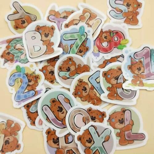 40 cute bear stickers cartoon funny scrapbook stickers for children, DIY laptop suitcase skateboard motorcycle bicycle toy