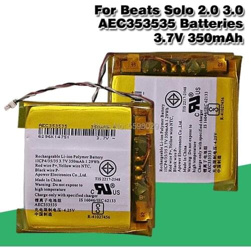 Wireless Headphone Battery 3.7V 350mAh For Beats Solo 2.0 3.0 AEC353535
