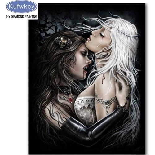 DIY Diamond Painting horror woman 5D Diamond embroidery Cross Stitch Lesbian Full Round Square Diamond mosaic Halloweens gift