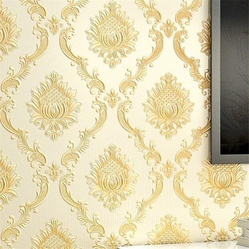 Beibehang Embossed European Silk Damascus wallpapers for living room decoration Luxury Damask Wall paper Textured Wallpaper Roll