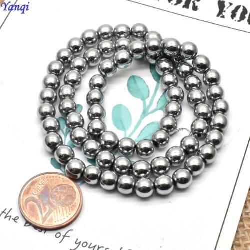 Free Shipping Natural Stone silvery Hematite beads 4 6 8 mm Round Loose beads For Jewelry Making DIY Bracelet 15