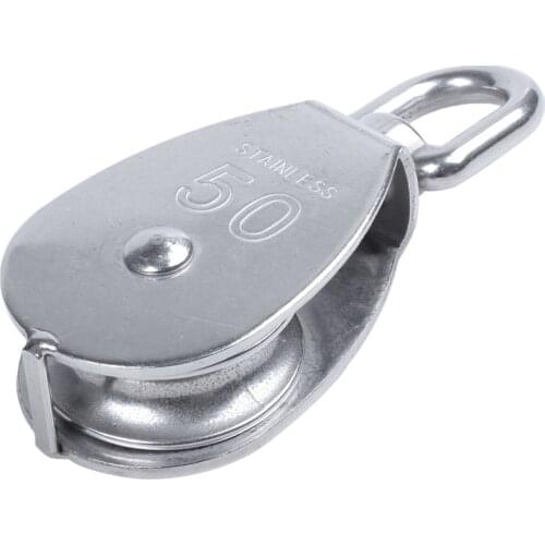 Hot M50 Stainless Steel Single Wheel Swivel Pulley Block 400kg Polea Pulley Wheel Strongly Weighed 50mm Durable Hard Strong Tool