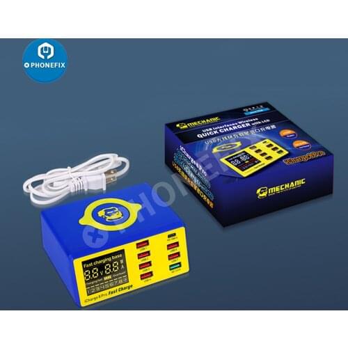 MECHANIC 8 Ports USB Charging Dock QC 3.0 Fast Charger 10W Wireless Charging with LCD Digital Display For iPhone Samsung HUAWEI