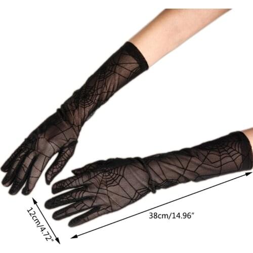 H9ED Breathable Lace Arm Sleeve Tattoo Cover Up Spider Web Gloves UV Protection Elbow Protector Sport Arm Covers for Driving