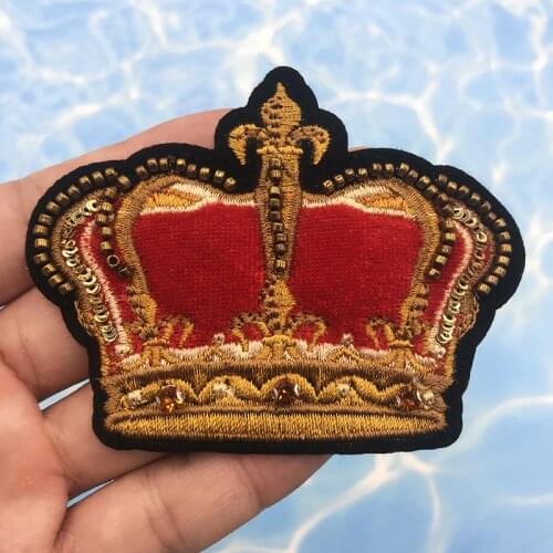 Hot New Fashion Beads Crown 3D Embroidery Badge Embroidered Clothes Patch Appliques