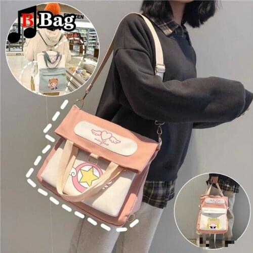 Card Captor Sakura Cosplay Satchel Fashion Print Canvas Shoulder Bag Student School Bookbag Women Cute Travel Bagpack handbag