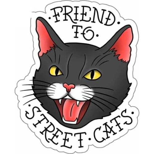 Interesting Street Cats Car Sticker Styling Decal Accessories Waterproof Sunscreen Vinyl Car Window Cover Scratches PVC13*11cm
