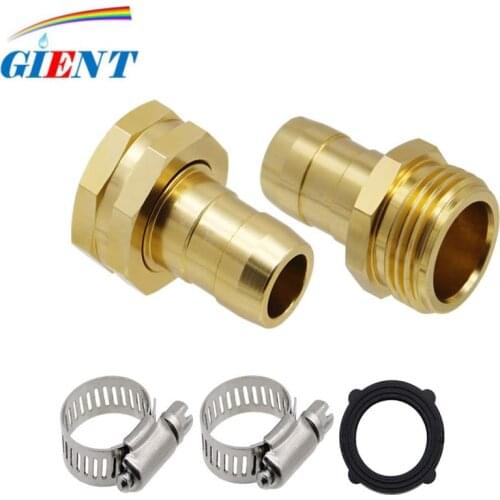 Brass Garden Hose Repair Connector Kit With Clamps Male Female Thread 3/4" or 5/8" Garden Hose Fittings 1Set