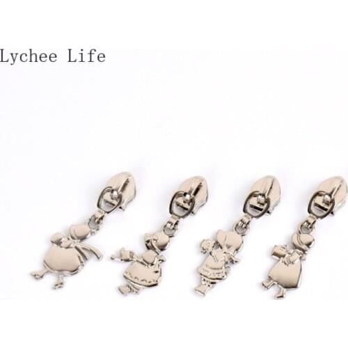 Lychee Life 4Pcs Metal Girl Shaped Zipper Puller Zipper Stopper Open End Zipper Stopper Diy Sewing Zipper Repair Kit Accessories