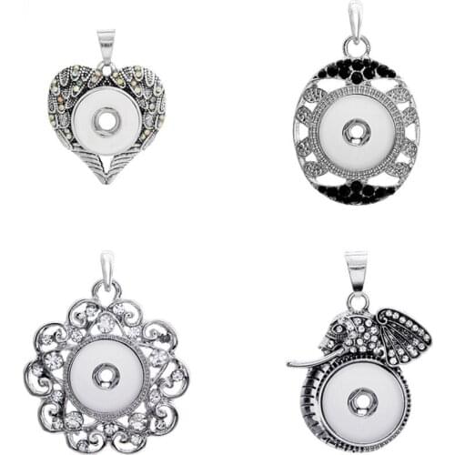 Fashion Trendy Heart pattern pendant snap necklace 60cm keychain fit 18MM snap buttons Fashion jewelry DIY accessories XL0063