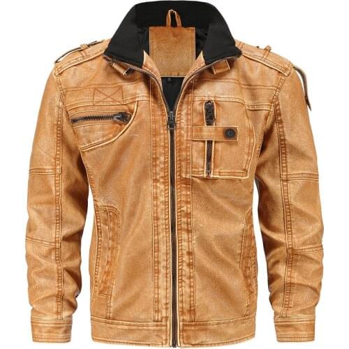 2020 New LeatherJacket Men Winter Motorcycle PU Leahter Jacket Male Stand Collar Casual Windbreaker Ropa De Hombre Slim Coat