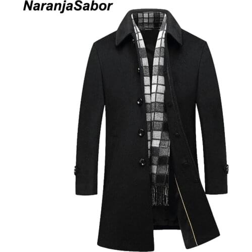 NaranjaSabor New Winter Thick Coats Slim Fit Jackets Men Casual Warm Outerwear Male Woolen Jacket Mens Brand Clothing 4XL N523