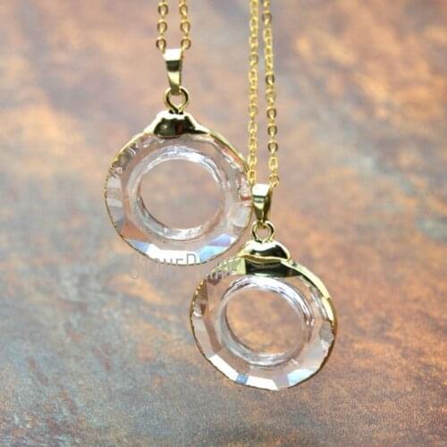 10Pcs Discount Gold Plating Faceted Hoop Chains Necklaces Glass Crystal Chains Necklaces Clearance 18inch-32inch NM14701