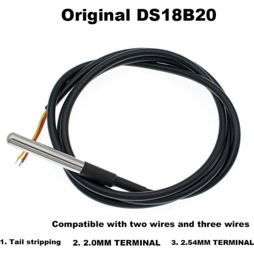 Original Waterproof DS18b20 temperature sensor 18b20 temperature sensor Stainless steel DALLAS 18B20 -100cm wire with Terminal