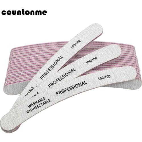 10pcs Nail Files 100/100 Sanding Buffer Block Banana Curved Files lime a omgle Pedicure Manicure Buffing Polish Beauty Tools