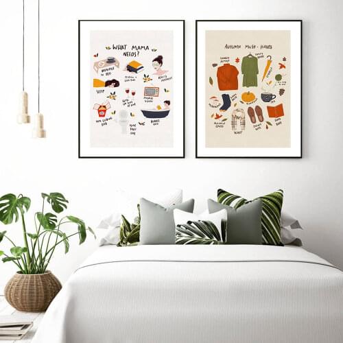 What Mama Needs Poster Autumn Must Haves Canvas Painting Nordic Nursery Art Print Modern Wall Picture For Living Room Home Decor