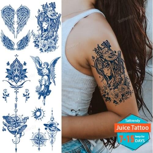Arm Sleeve Sexy Body Art Juice Ink Flower Wing Tattoos Lasting Waterproof Temporary Tattoo Sticker For Men Women Fake Tatoo