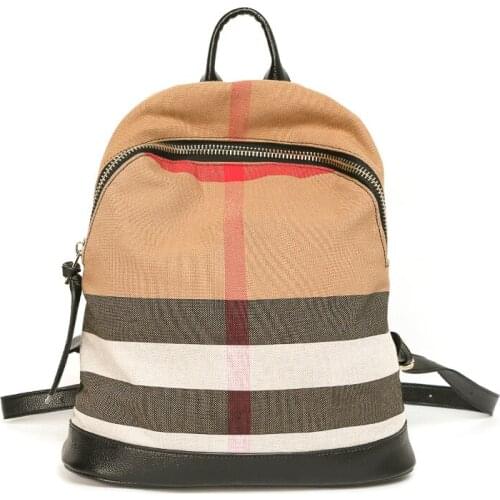 Backpack Purse for Women 2021 New Fashionable Canvas Womens Bag Plaid Hit Color Leisure Backpack Travel Outdoor Backpacks