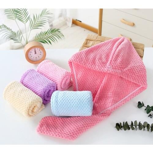 2020 new Coral fleece thickened quick-drying cap Honeycomb hair-drying cap Soft absorbent quick-drying shower cap and headband