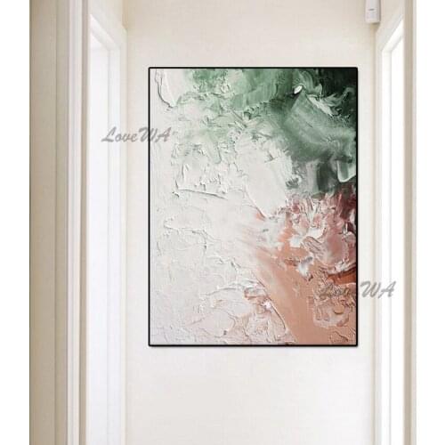 Modern Contemporary Color Abstract Painting With Green And Pink Contracted Design Hand Painted Oil Painting On Canvas No Framed