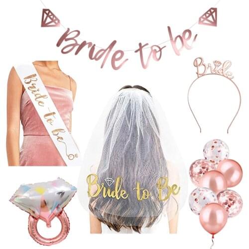 Wedding decoration Bride To Be Bachelorette Party Supplies team Bride Photo Props Set Balloon Gold Veil Hen Party Bridal Shower
