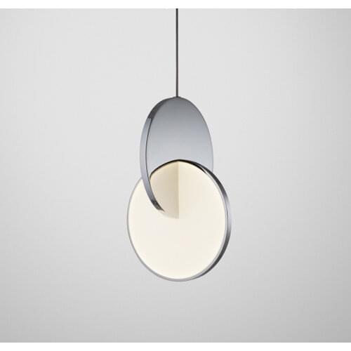 1-Pack Nordic Stainless Steel 18 / 25cm Clear Round eclipse droplight with PMMA Cover Hang Lamp for Lingving Room Bedroom