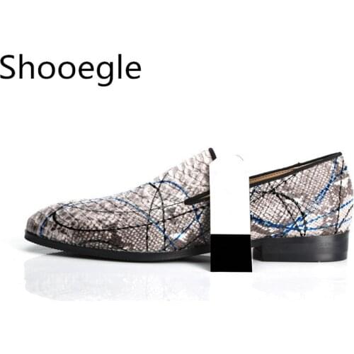 Snakeskin style graffiti men casual shoes slip on flats fashion wedding party men dress shoes zapatos hombre