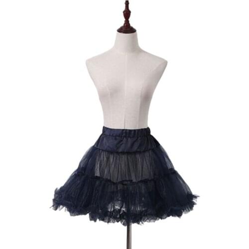 Women Lolita Tulle Petticoat Vintage Swing Tutu Skirt Elastic Waist Hoopless Underskirt Cosplay Ruffles Crinoline Bustle