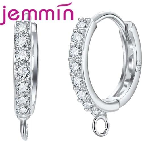 Genuine 925 Sterling Silver Exquisite Earrings Hoop For Women Ladies Gift Hard Cheapest Cubic Zirconia Jewelry Crystal