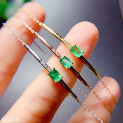 KJJEAXCMY fine jewelry natural Emerald 925 sterling silver new women gemstone hand bracelet support test exquisite
