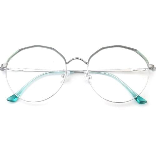 Women Round Anti Blue Light Glasses Men Metal lightweight Computer Glasses frames Vintage Blue Rose Gold Pink Eyeglasses frame