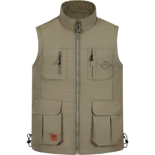 Tool Men Vest with Many Pockets Casual Parka Spring Autumn Windbreaker Sleeveless Jacket Outerwear Multi Pocket Waistcoat