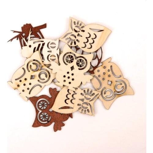 Cute Owl Pattern Wooden Scrapbooking Paitning Collection Craft Handmade DIY Accessory Home Decoration DIY 38-45mm 10pcs