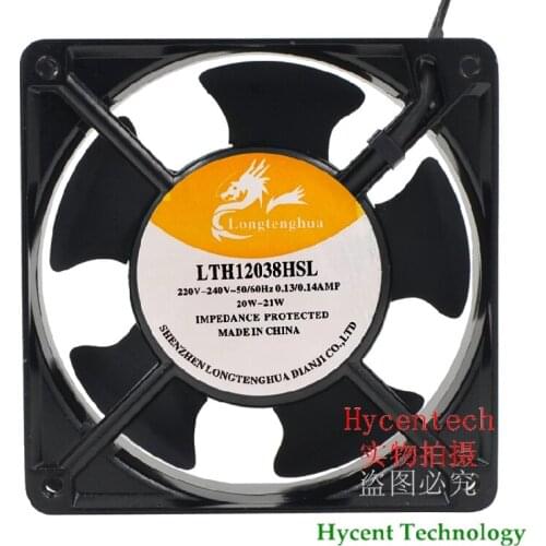 LONGTENGHUA LTH12038HBL AC 240V 21W 120x120x38mm 2-Wire Server Cooling Fan