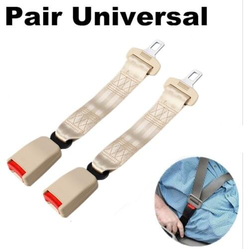2PCS Universal Beige Car Seat Seatbelt Safety Extender Belt Clip Extension BUCKLE