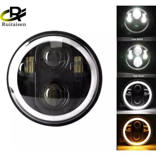 5.75 Inch Black Halo Angel Eyes LED Headlight For Harley Sportster 1200 883 Street 500 750 5-3/4" Projector Round Headlamp