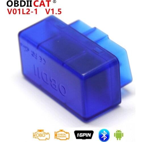Newest 50pcs DHL V01L2/V01L2-1 ELM327 PIC18F25K80 OBD2 Bluetooth Adapter ELM 327 V 1.5 Auto Diagnosis for Android