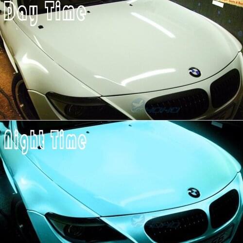 60"x20"/1.52x0.5m Car Styling Luminous Glow in the dark Green/Blue Car Wrap Vinyl with Air Bubble free