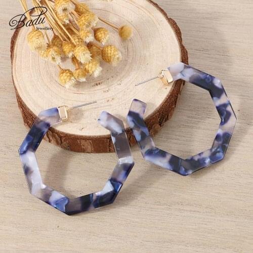 Badu Fashion Acetic Acid Stud Earring for Women 2019 Acrylic Geometric Boho Temperament Finding Earrings Jewelry Wholesale Gift