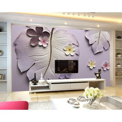 Beibehang Custom Wallpaper 3D Flower Relief Background Bajiao Tree Relief TV Background Wall Living Room Bedroom Mural wallpaper