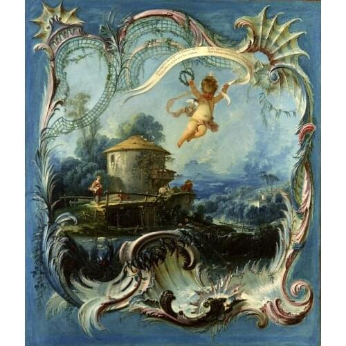 Free shipping classical baby nude angels landscape canvas painting oil painting printed on canvas wall art decoration picture