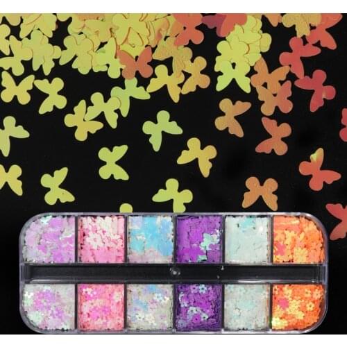 5MM Mermaid Butterfly Shape Glitter Flakes Mixed Color Sparkly Flower Nail Sequins Kit For Summer Nail Art Decorations RK140151