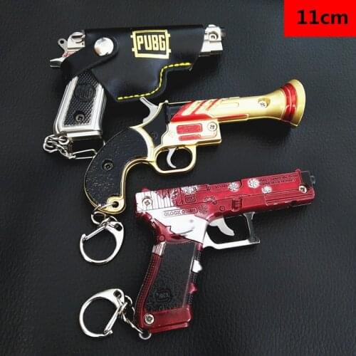 Game PUBG Keychain P92 Holster Signal Pistol Weapon Model Key chains Cosplay Props Alloy Pendant llaveros For Fans Nice Gifts