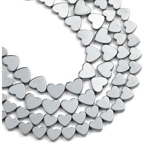JHNBY 6*5mm Heart Shape Hematite Beads Natural Stone Beads For Jewelry Making 15.5'' Spacer Beads Diy Charms Bracelets Necklace